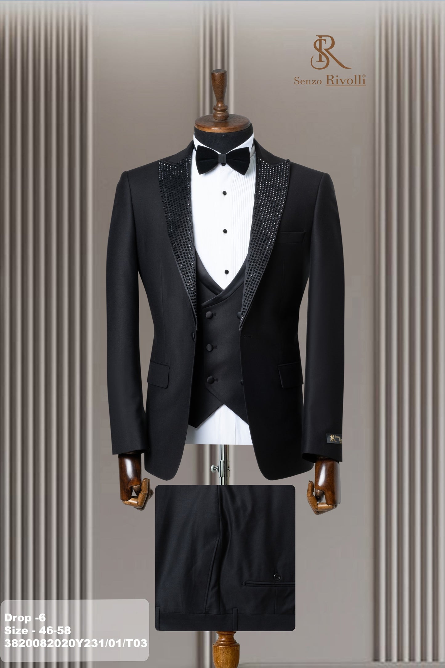 Costume Noir Cérémonie avec Strass