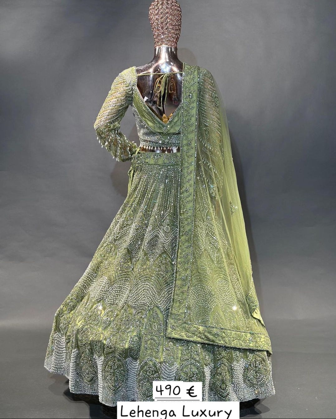 Lehenga Vert Pistache Luxury