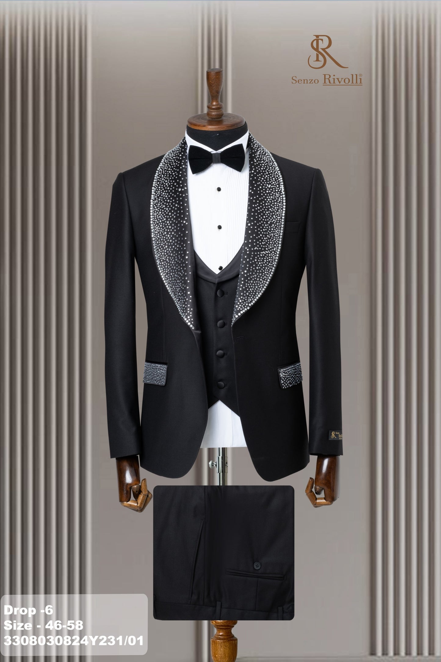 Costume Noir Cérémonie avec Strass