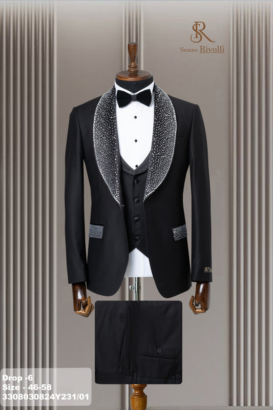 Costume Noir Cérémonie avec Strass