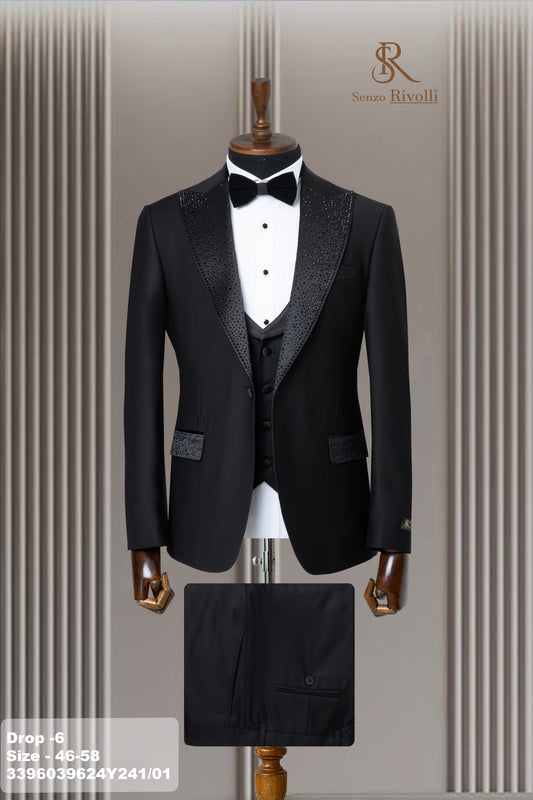 Costume Noir Cérémonie avec Strass