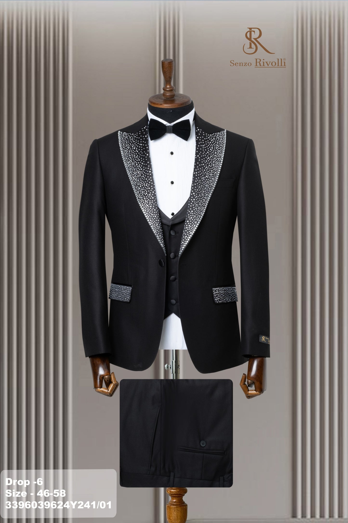 Costume Noir Cérémonie avec Strass