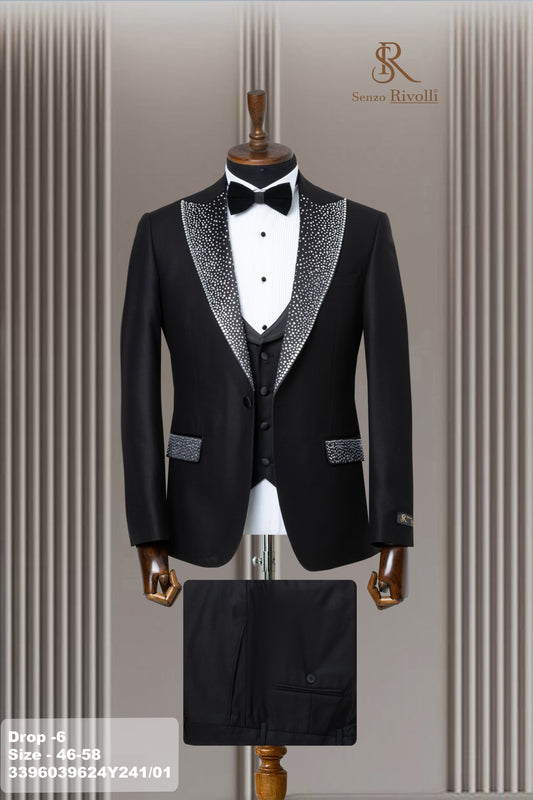 Costume Noir Cérémonie avec Strass