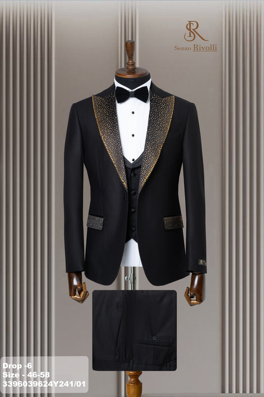 Costume Noir Cérémonie avec Strass