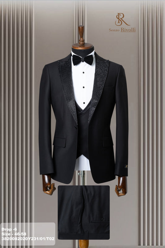 Costume Noir Cérémonie avec Strass