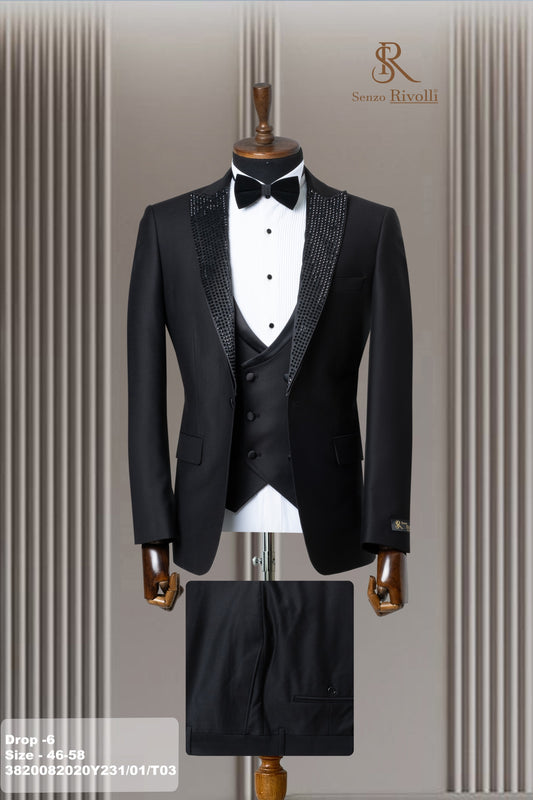 Costume Noir Cérémonie avec Strass