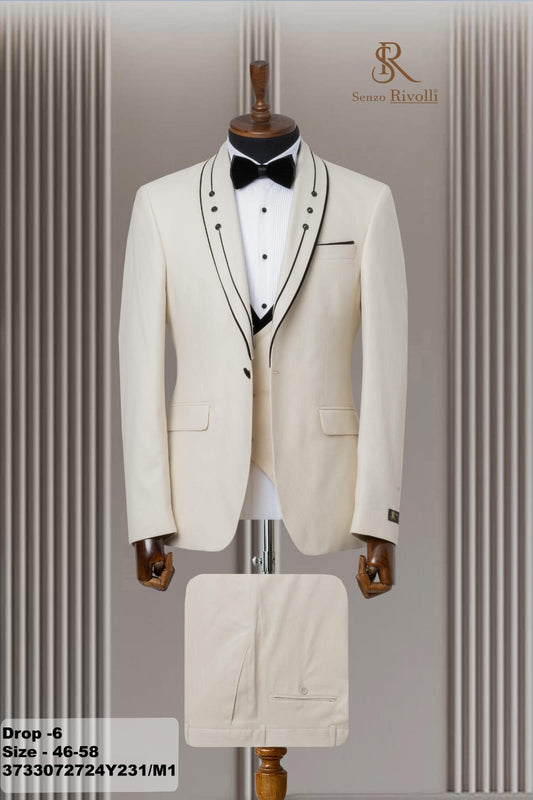 Costume Blanc Mariage 3 Pièces