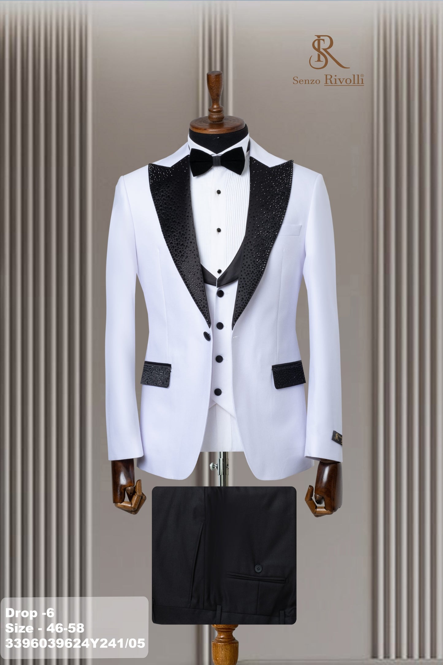 Costume Blanc Mariage Luxury avec Strass