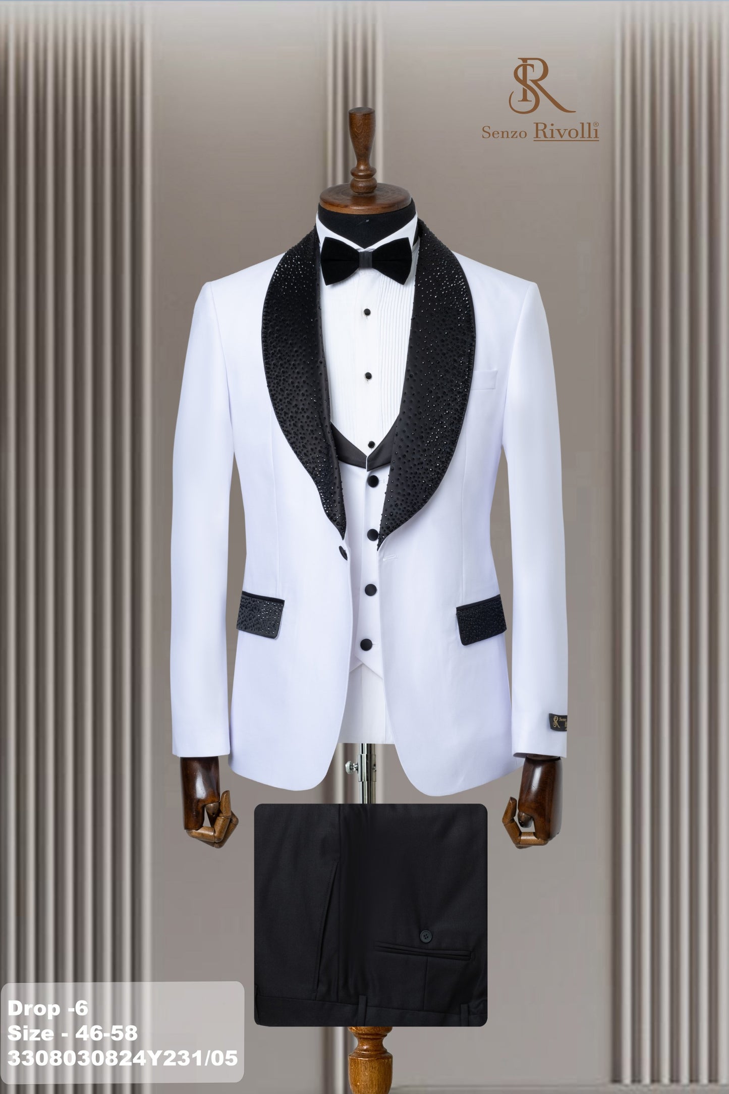 Costume Blanc Mariage Luxury avec Strass