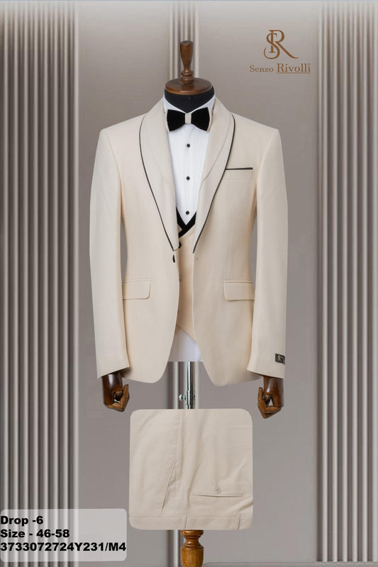 Costume Blanc Mariage 3 Pièces