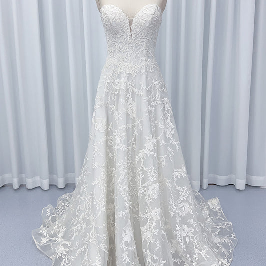 Robe de Mariée Trapèze, en Mousseline de Soie, A-Line