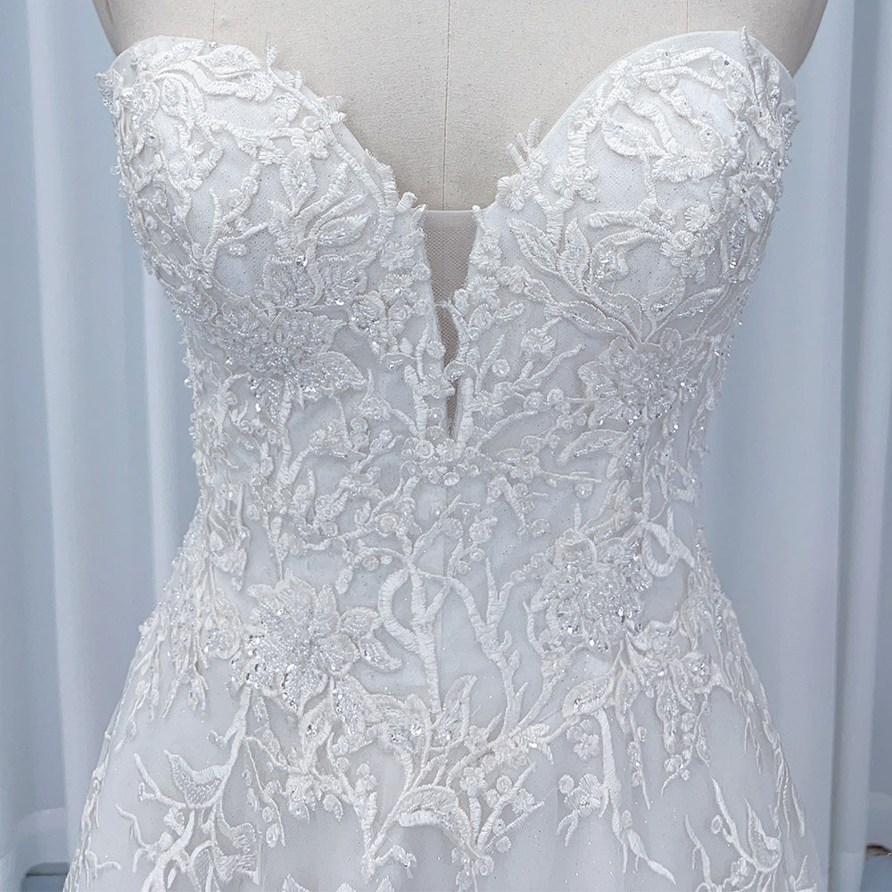 Robe de Mariée Trapèze, en Mousseline de Soie, A-Line