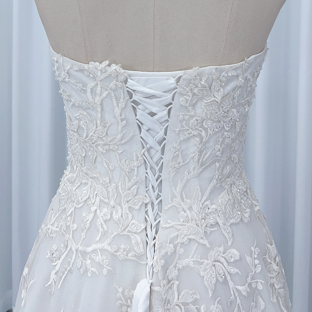 Robe de Mariée Trapèze, en Mousseline de Soie, A-Line