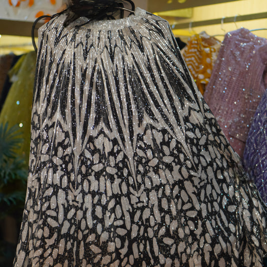 Lehenga Noir Pailleté