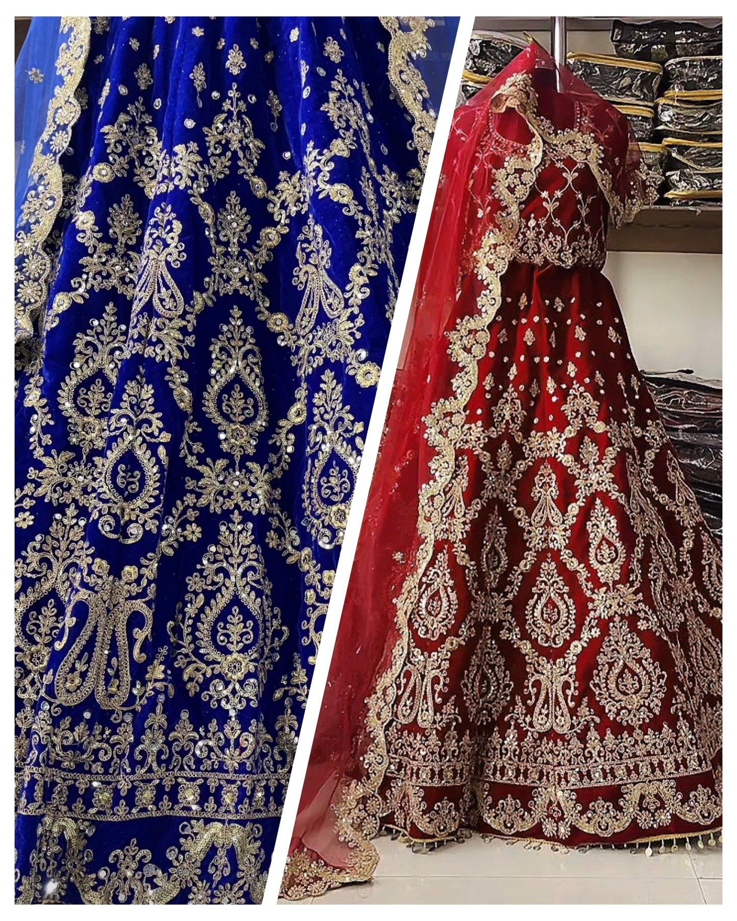 Lehenga Rouge Doré Royal