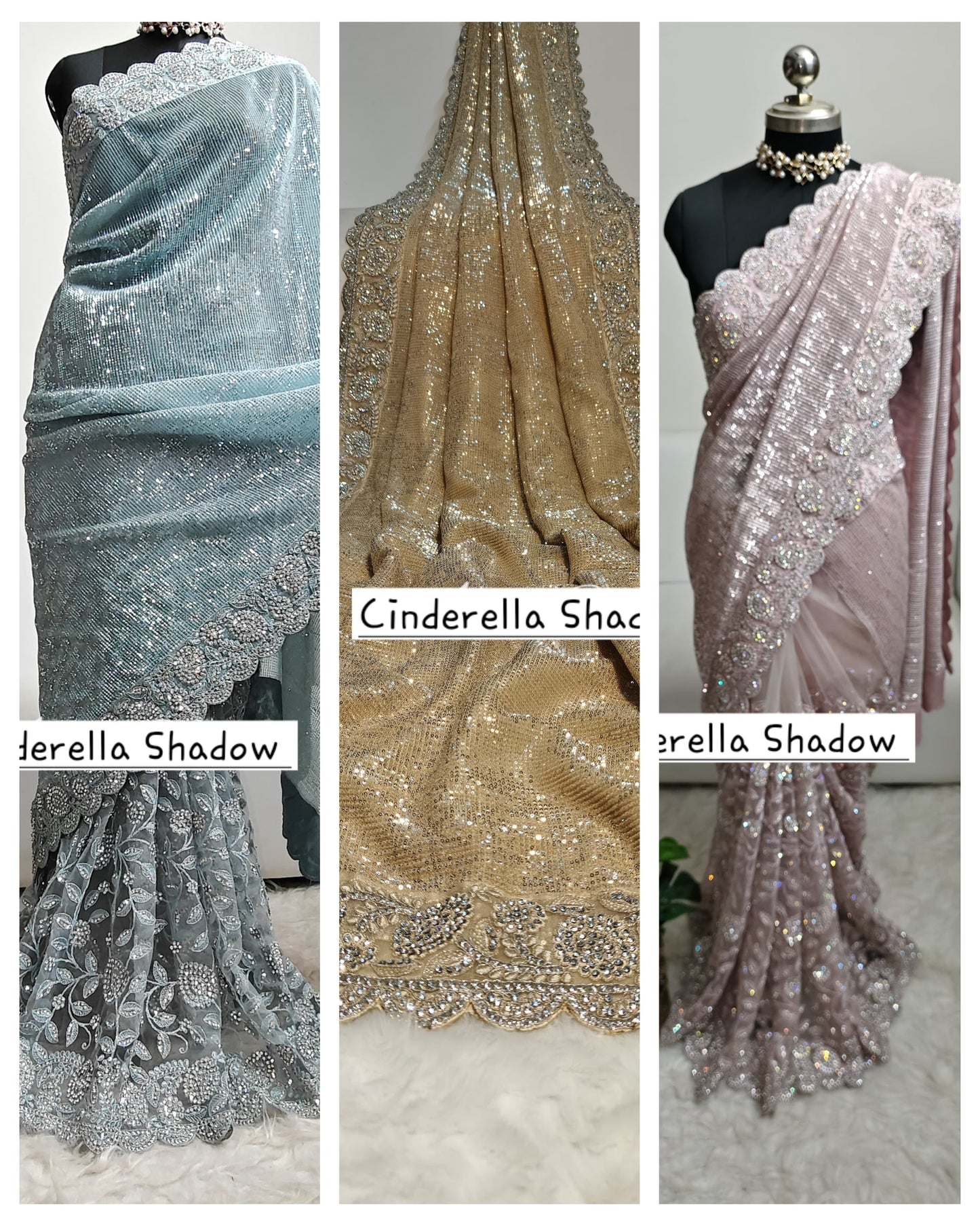 Saree Luxury Stones and Sequins Blue