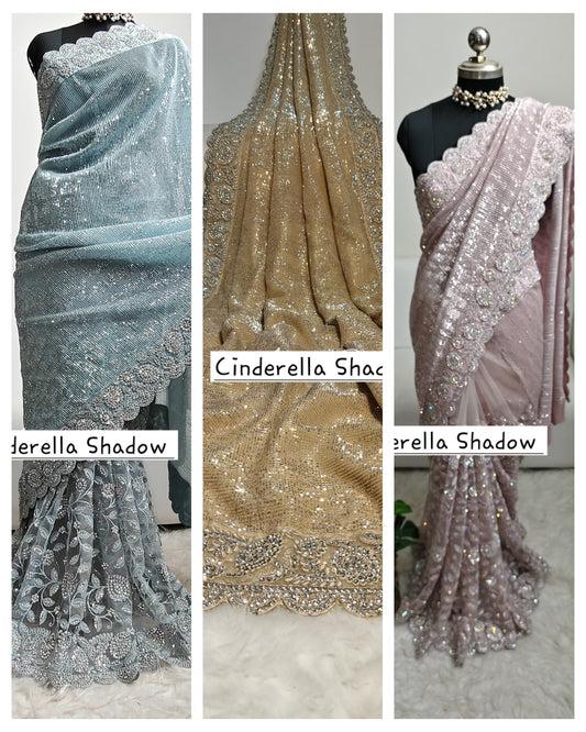 Saree Luxury Stones and Sequins Blue