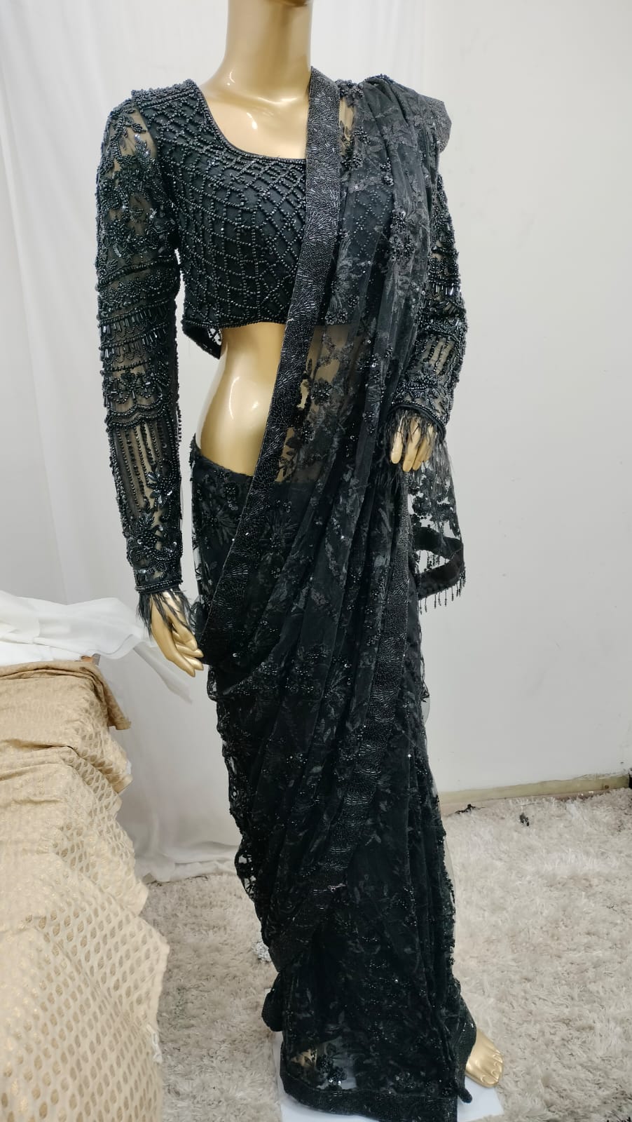 Saree Black Luxury Handwork