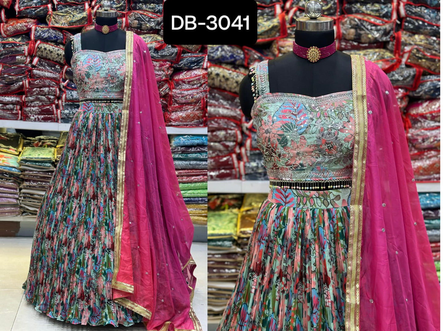 Lehenga Multicolores Mehendi