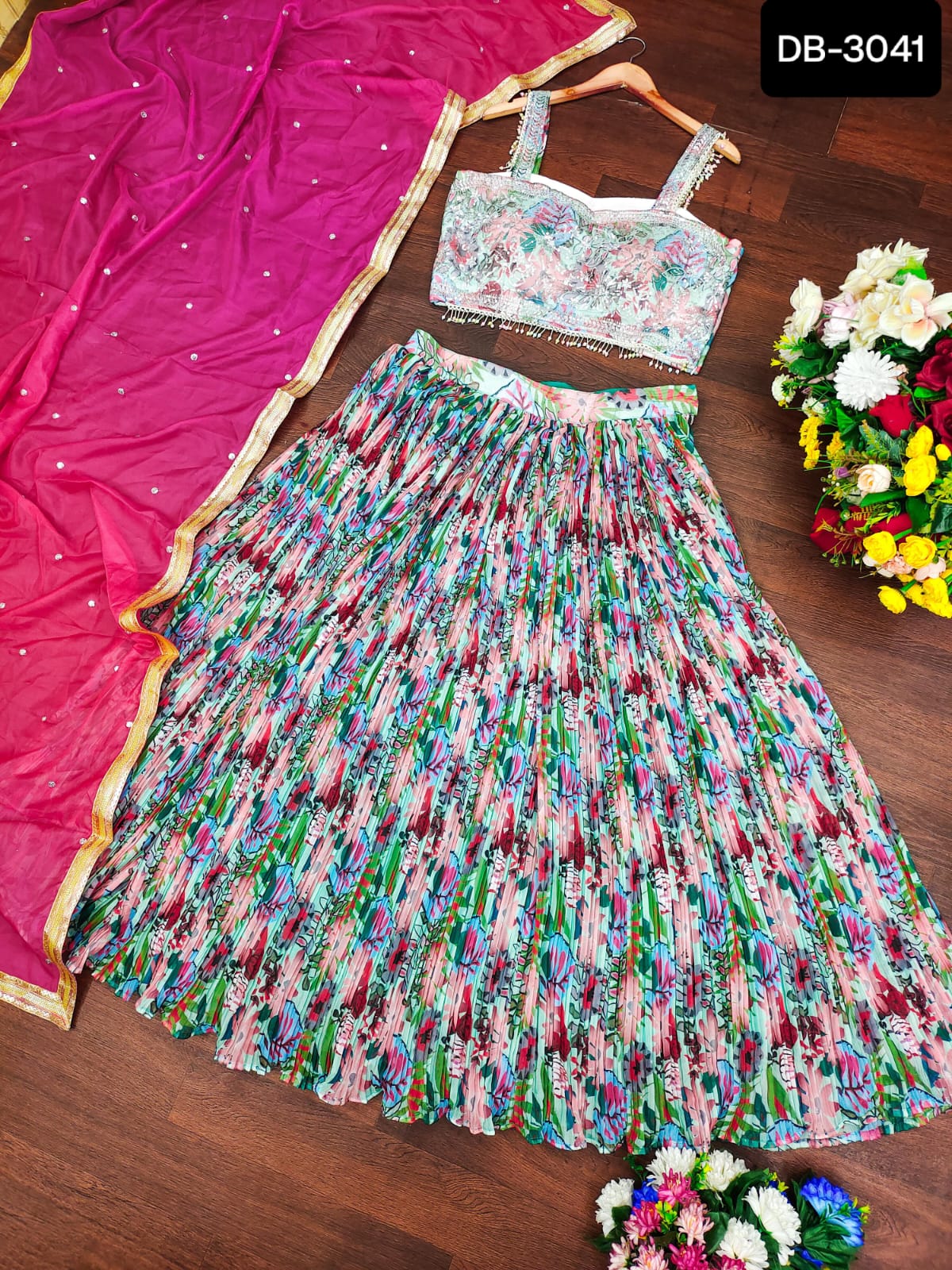 Lehenga Multicolores Mehendi