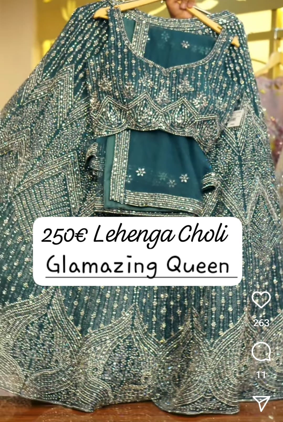 Lehenga Bleu Vert Luxury