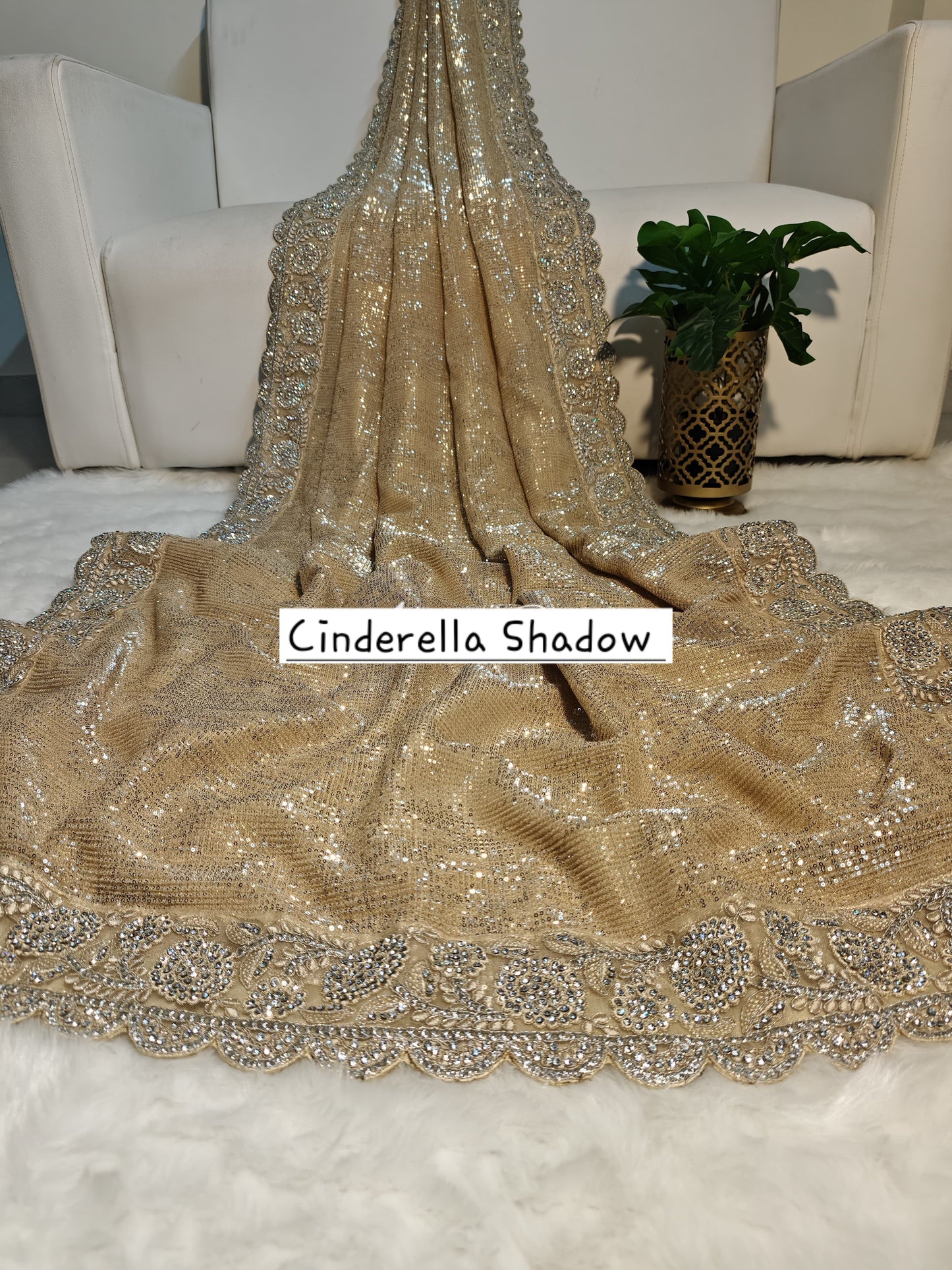 Saree Luxury Stones and Sequins Blue