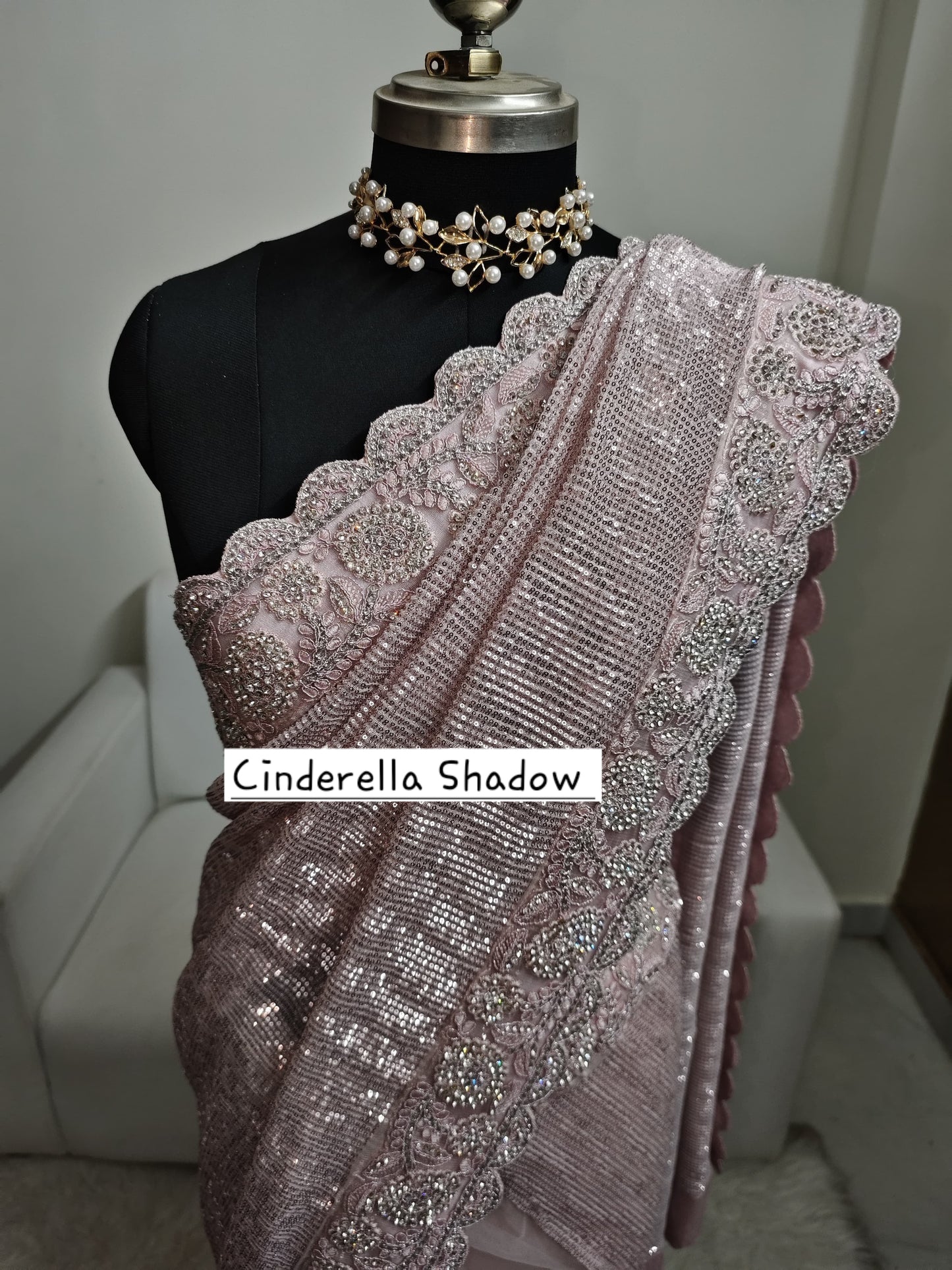 Saree Luxury Stones and Sequins Blue