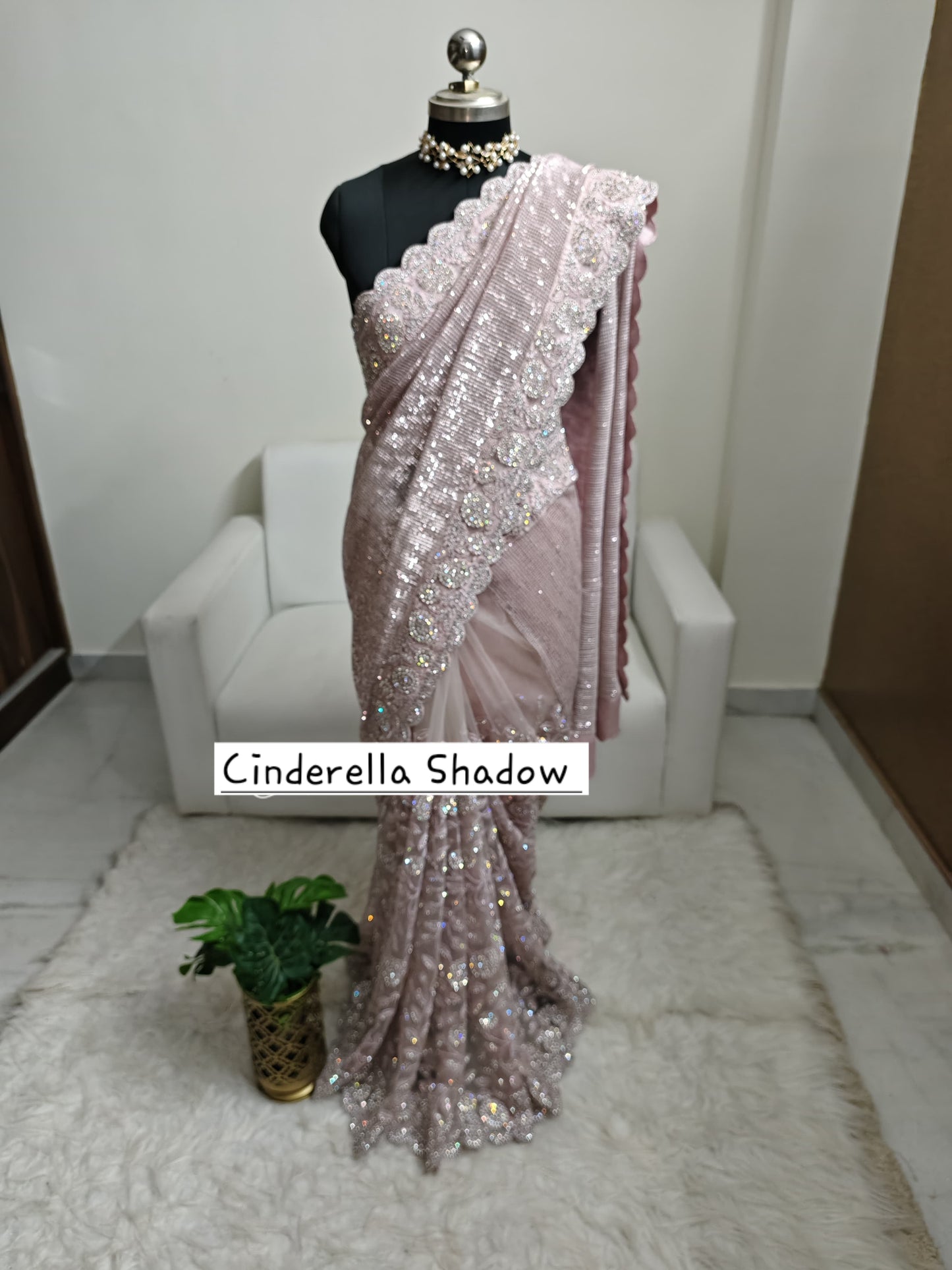 Saree Luxury Stones and Sequins Blue