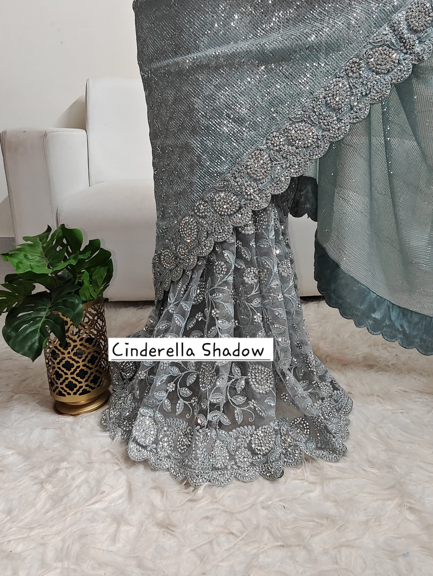 Saree Luxury Stones and Sequins Blue