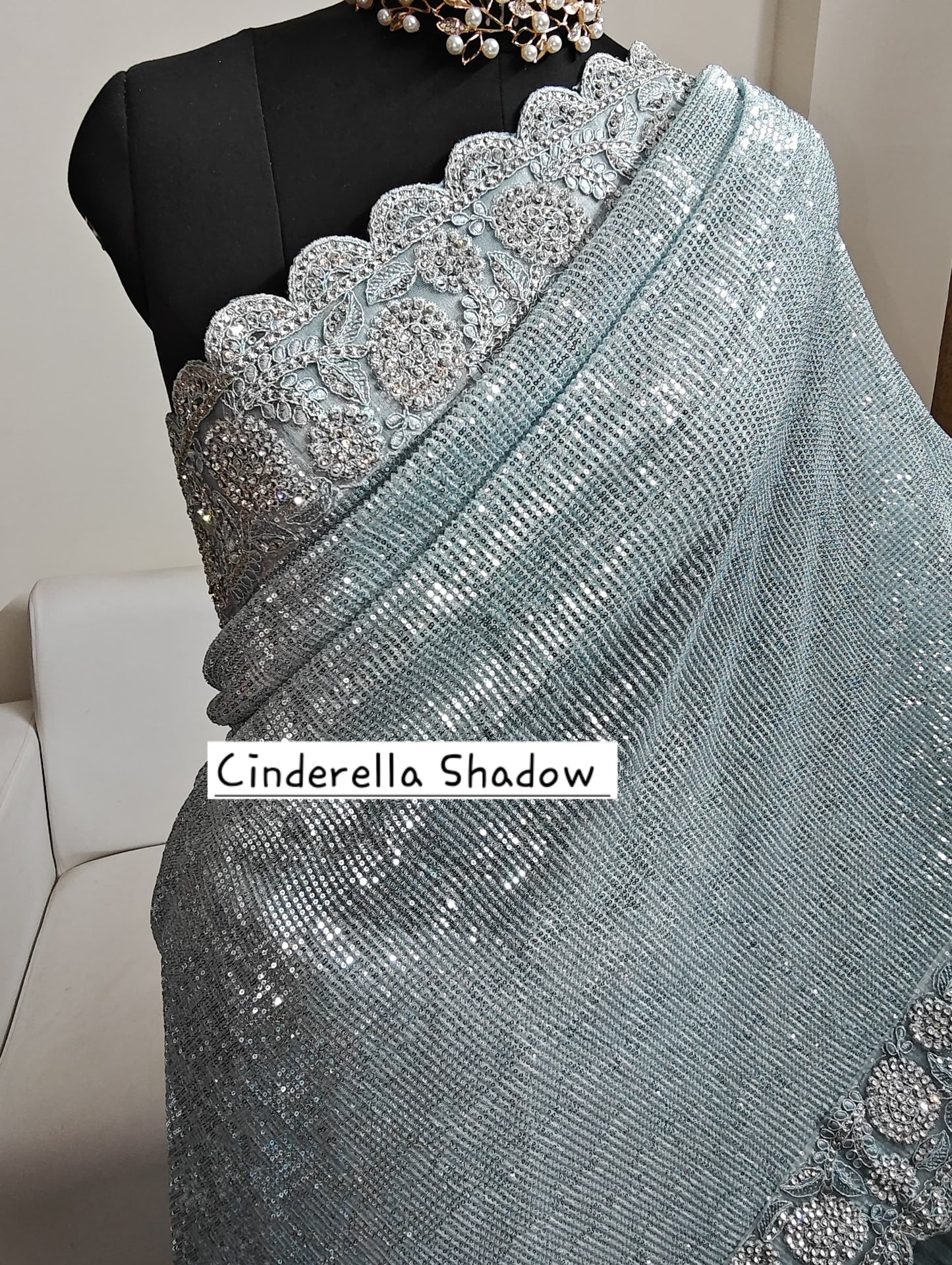 Saree Luxury Stones and Sequins Blue
