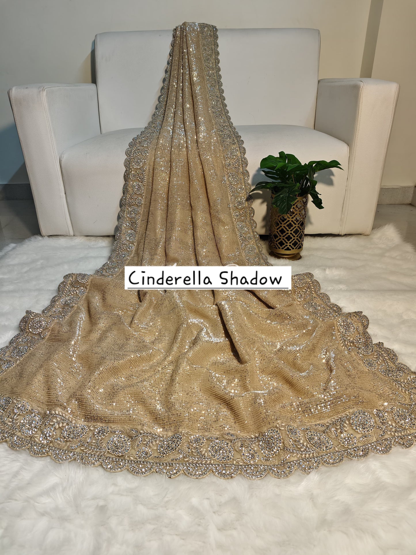 Saree Luxury Stones and Sequins Blue