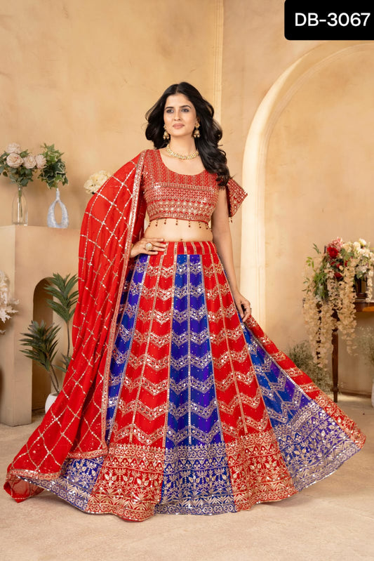 Lehenga Rouge et Violet Luxury