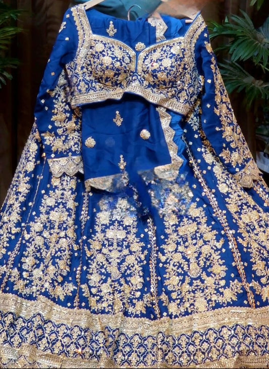Lehenga Luxury Bleu et Doré