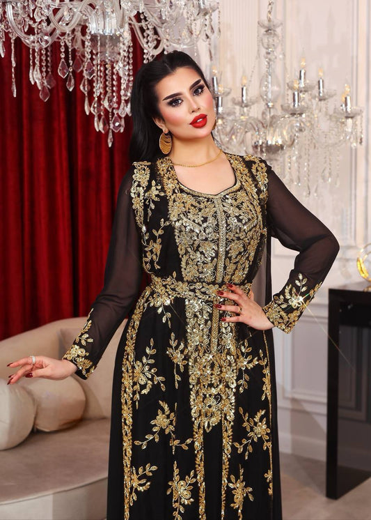 Caftan Noir et Doré Luxury