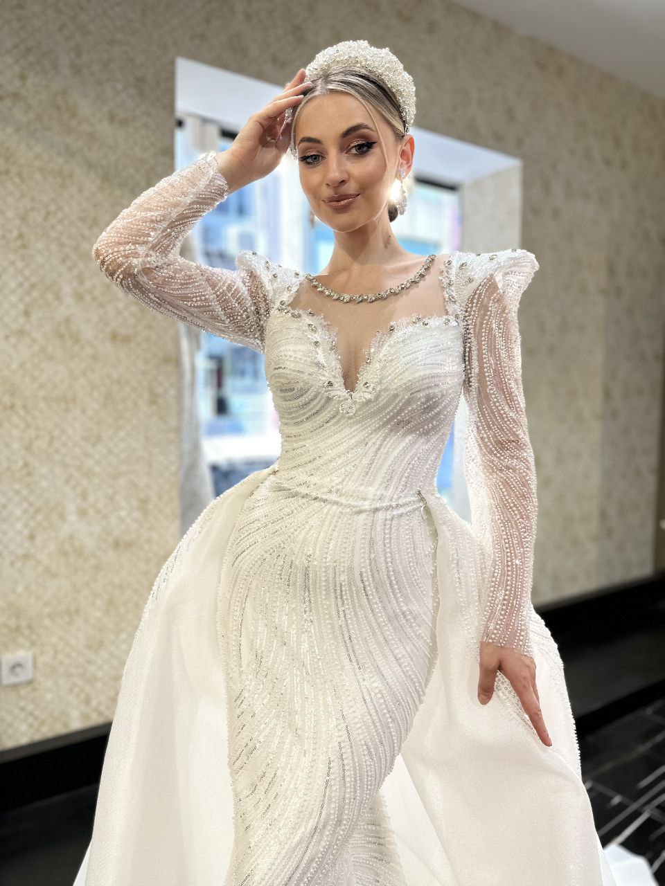 Robe de Mariée Sirène, Manches Longues