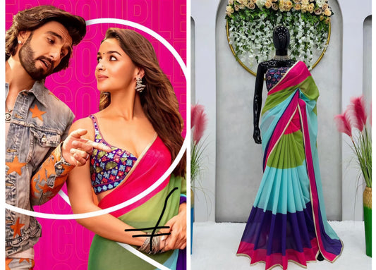 Saree Jhumka Alia Bhatt Bollywood + Blouse