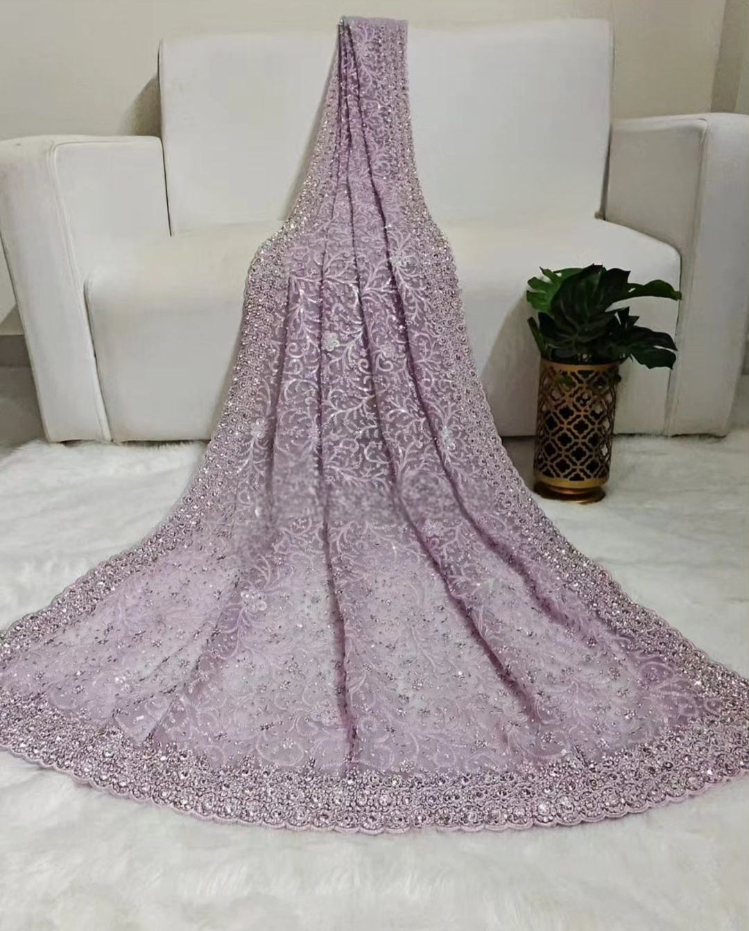 Saree Violet Mauve Luxury Stones
