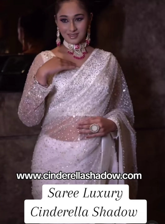 Saree Luxury White Handwork