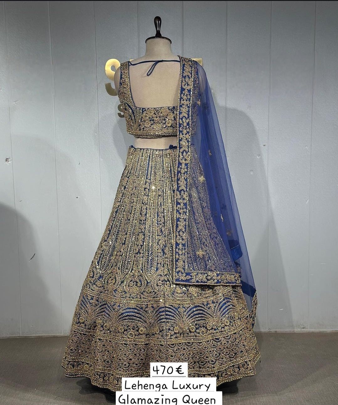 Lehenga Bleu Doré Luxury