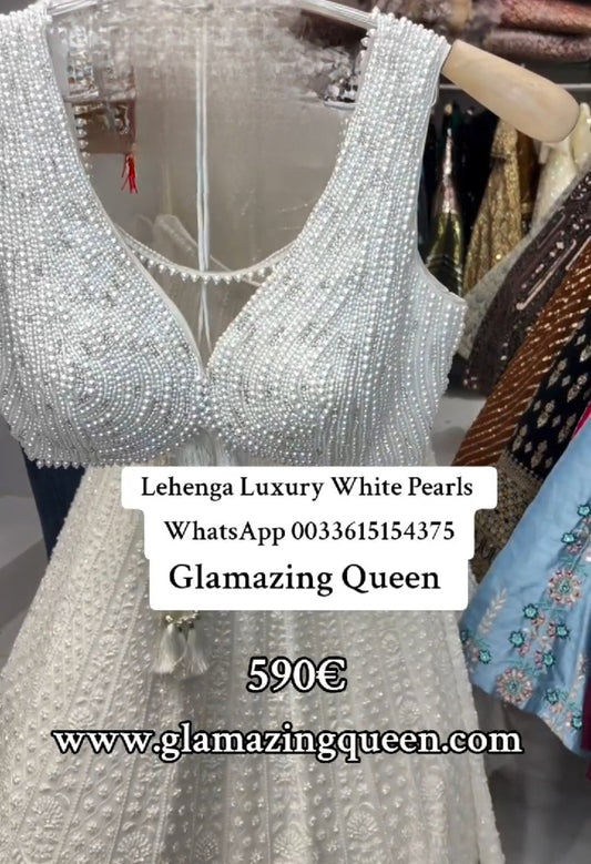 Lehenga White Luxury Pearls