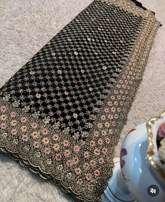 Saree Black Luxury Stones
