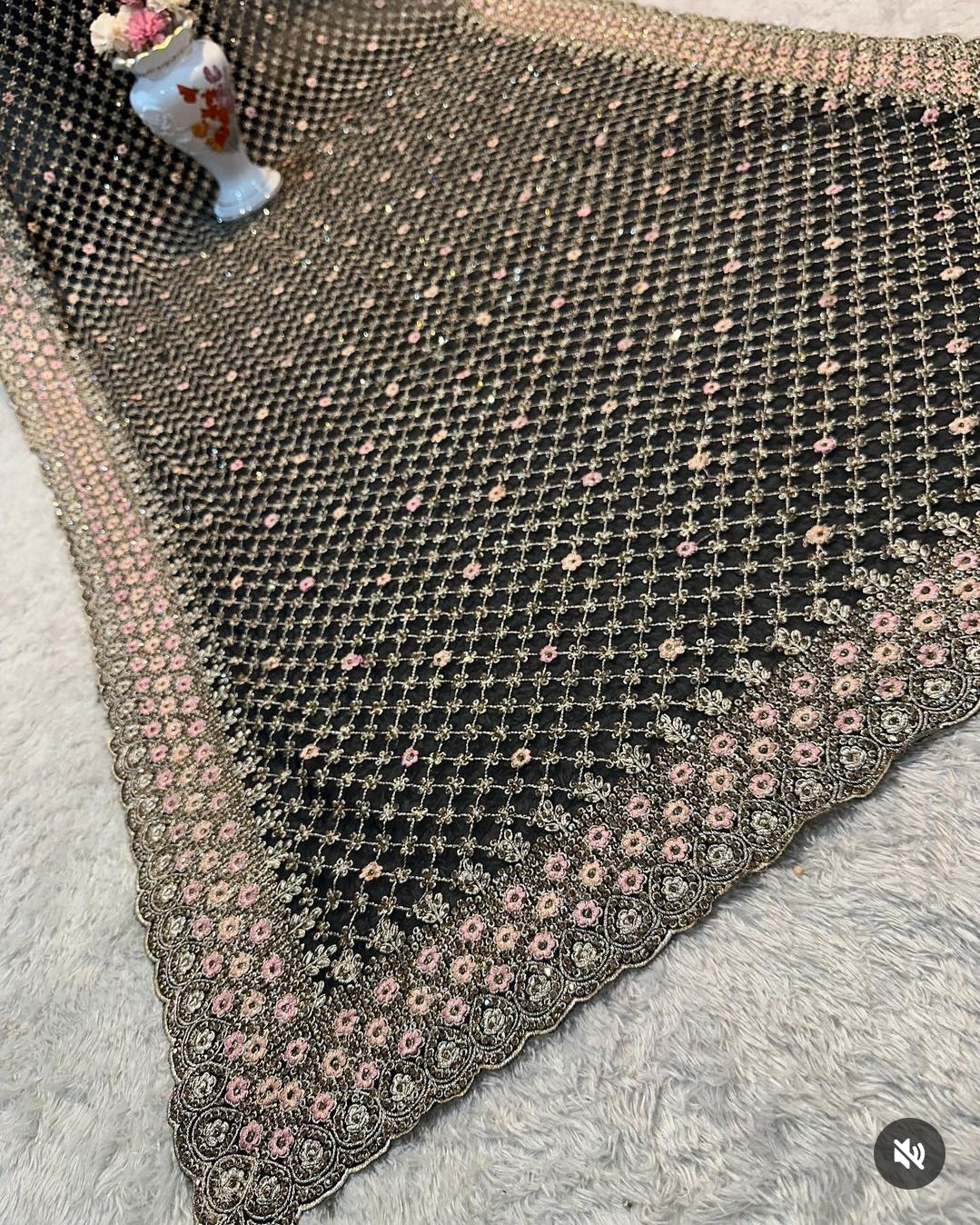 Saree Black Luxury Stones