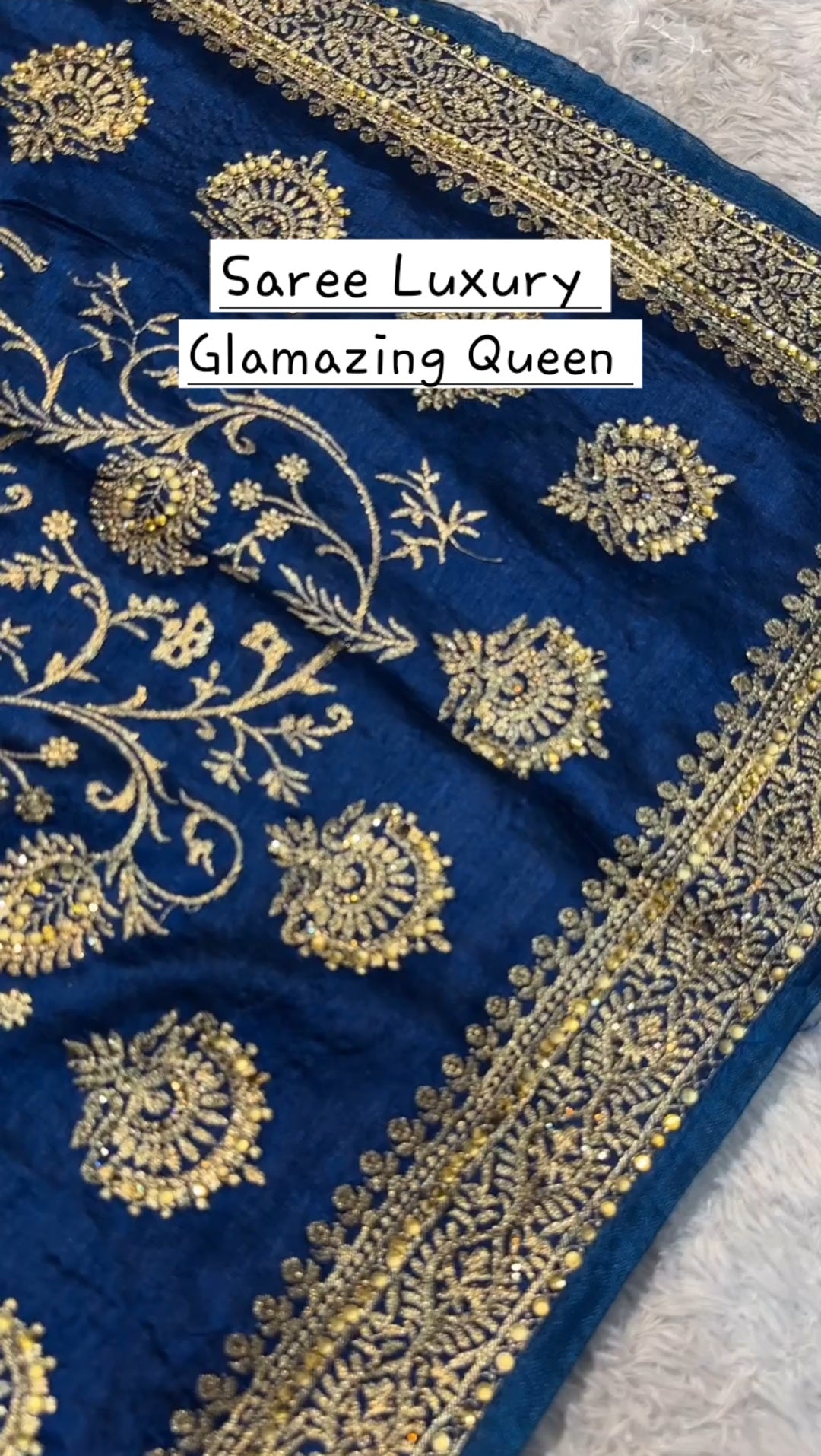 Saree Bleu et Doré Luxury