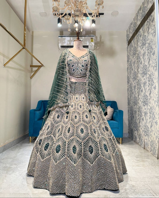 Lehenga Green and Gold Luxury