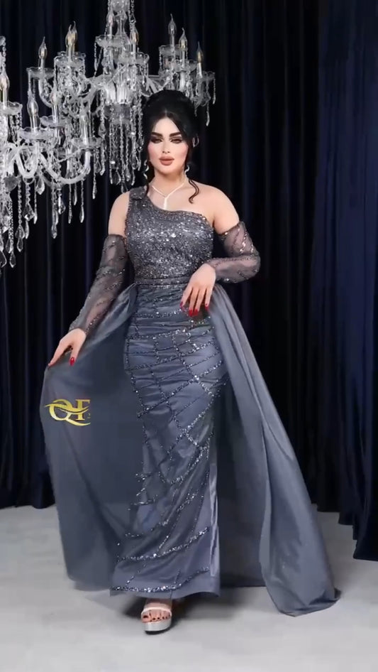 Robe de Soirée Gris à Paillettes