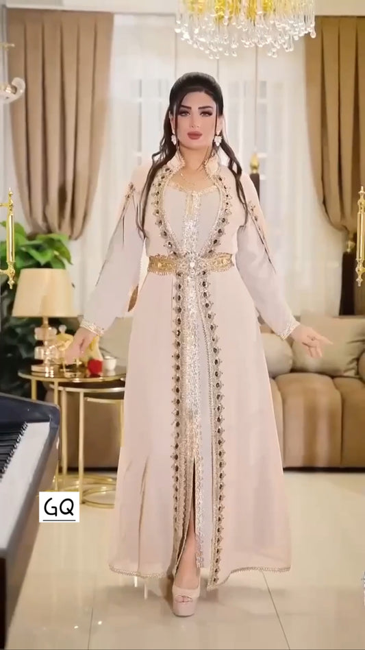 Caftan Beige et Doré Luxury