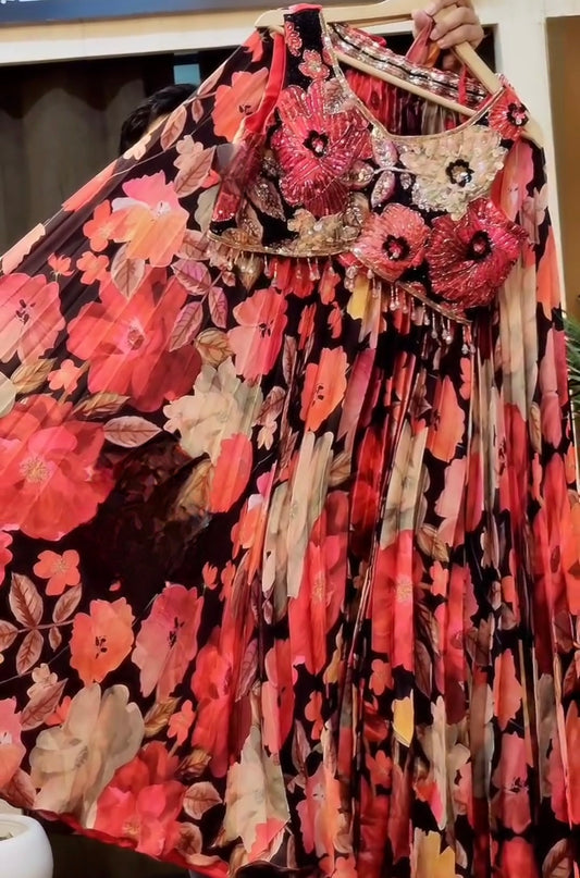 Lehenga Motif Fleurs