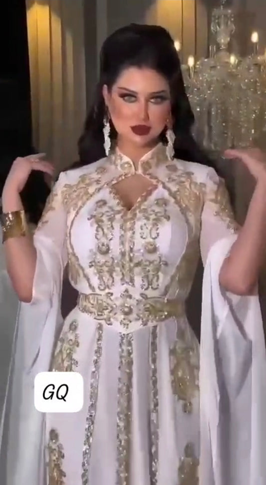 Caftan Blanc et Doré Luxury