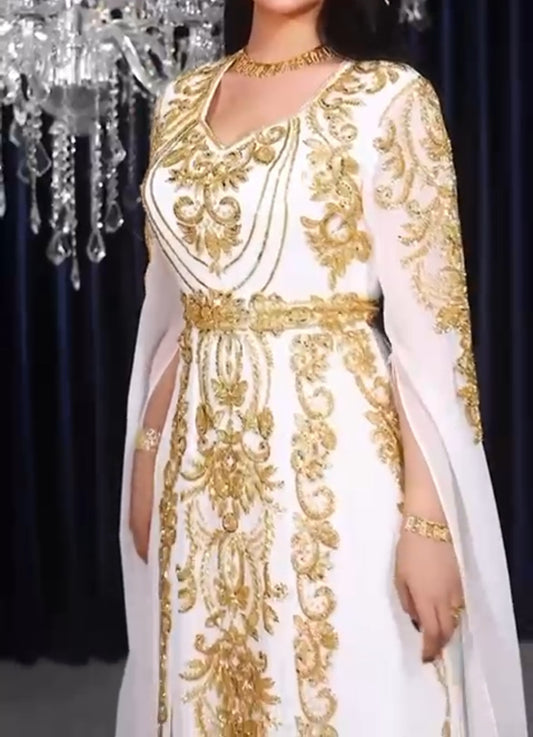 Caftan Blanc et Doré Luxury
