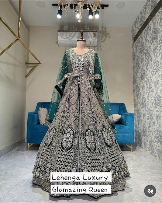 Lehenga Vert Anarkali
